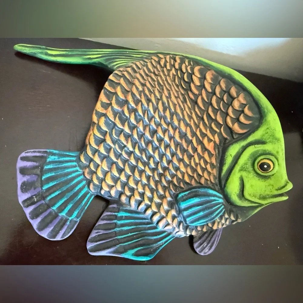 Tonala Mexican‎ Pottery Fish, Folk Art Colorful Vintage  3-D Estate